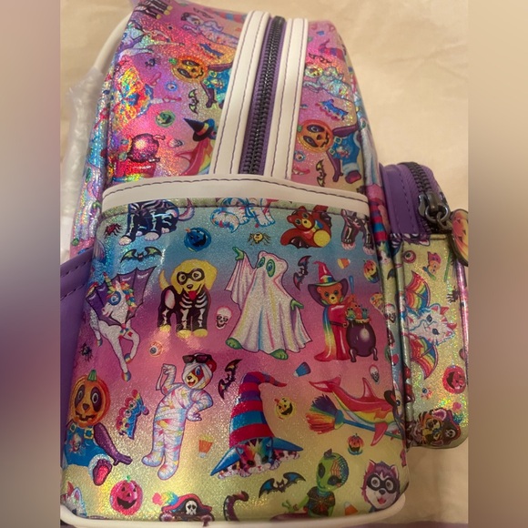 Loungefly Lisa Frank Stickers Halloween Backpack Iridescent Bag Purse NWT FIRM - Picture 3 of 6